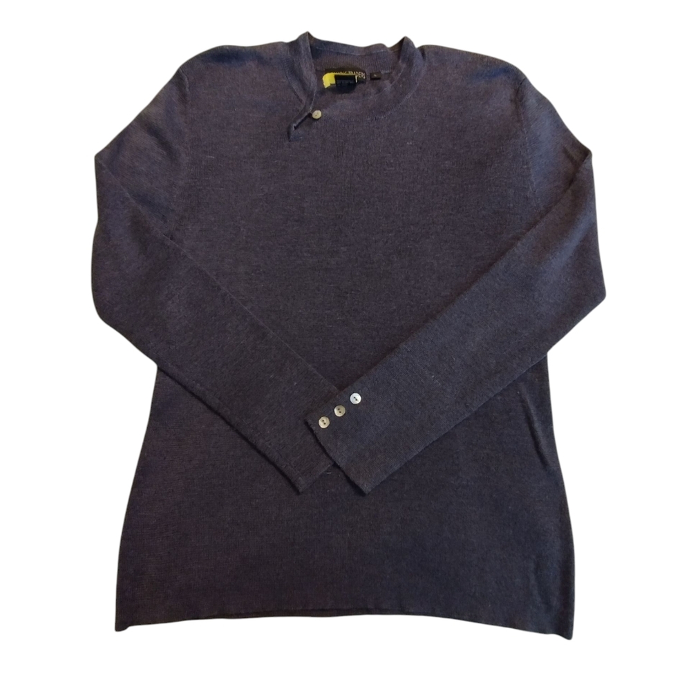 💚 EUC Nomadic Traders Women's Navy Blue Pullover Sweater LARGE Button